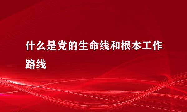 什么是党的生命线和根本工作路线