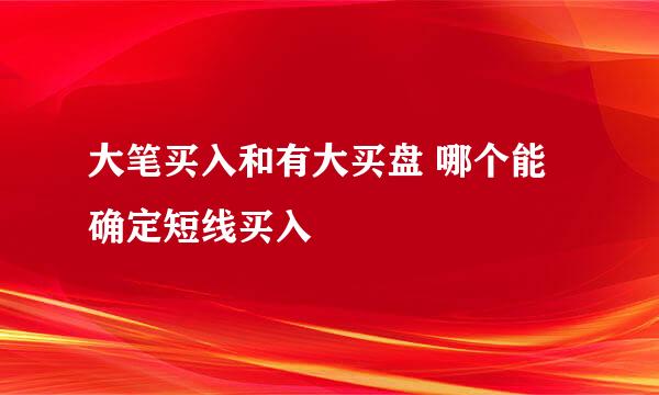 大笔买入和有大买盘 哪个能确定短线买入