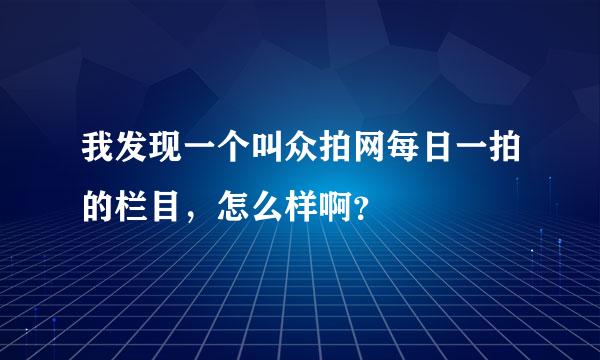 我发现一个叫众拍网每日一拍的栏目，怎么样啊？