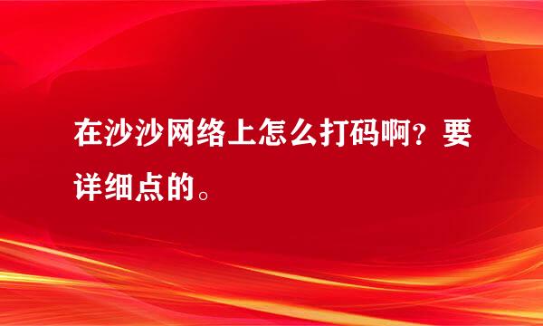 在沙沙网络上怎么打码啊？要详细点的。