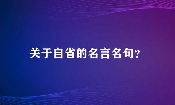 关于自省的名言名句？