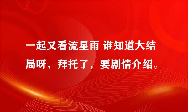 一起又看流星雨 谁知道大结局呀，拜托了，要剧情介绍。