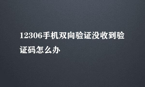 12306手机双向验证没收到验证码怎么办