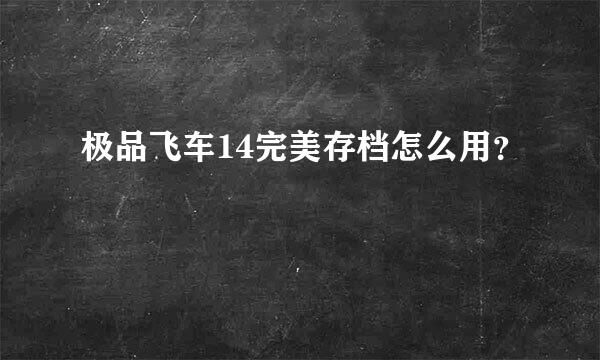 极品飞车14完美存档怎么用？