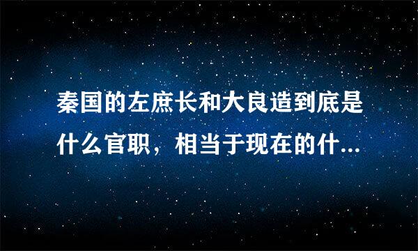 秦国的左庶长和大良造到底是什么官职，相当于现在的什么职位?