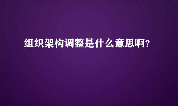 组织架构调整是什么意思啊？