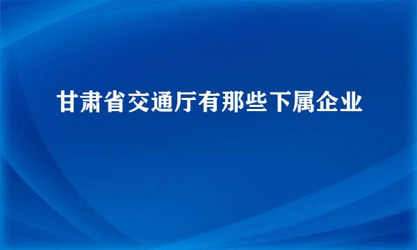 甘肃省交通厅有那些下属企业