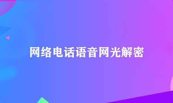 网络电话语音网光解密