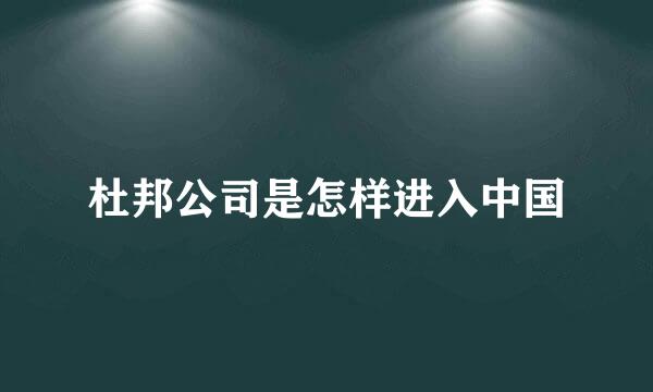 杜邦公司是怎样进入中国