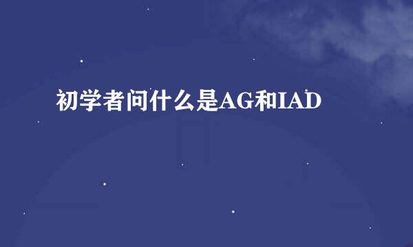 初学者问什么是AG和IAD