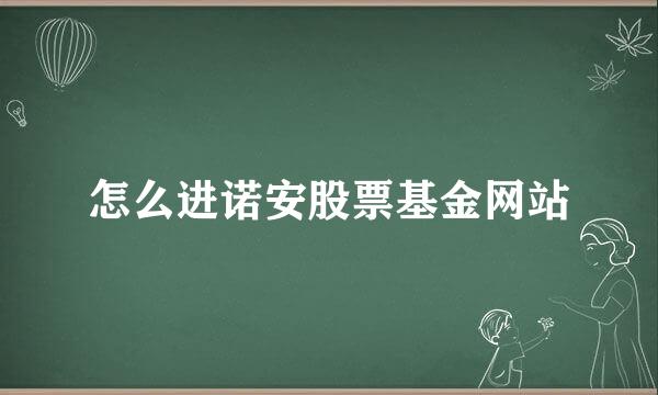 怎么进诺安股票基金网站