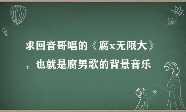 求回音哥唱的《腐x无限大》，也就是腐男歌的背景音乐