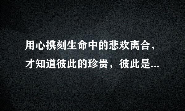 用心携刻生命中的悲欢离合，才知道彼此的珍贵，彼此是对方的唯一。是什么意思