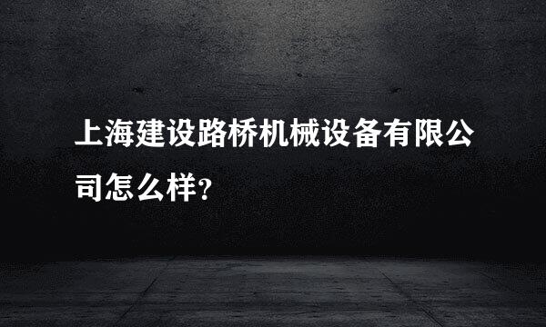 上海建设路桥机械设备有限公司怎么样？