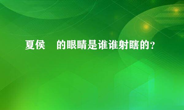 夏侯惇的眼睛是谁谁射瞎的？