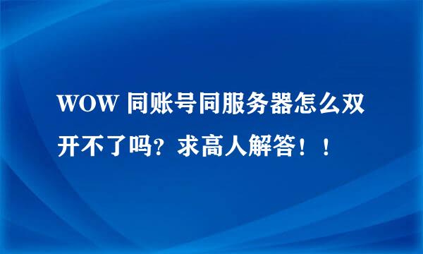 WOW 同账号同服务器怎么双开不了吗？求高人解答！！