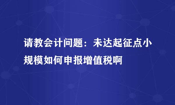 请教会计问题：未达起征点小规模如何申报增值税啊