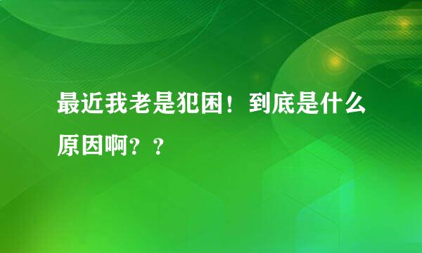 最近我老是犯困！到底是什么原因啊？？