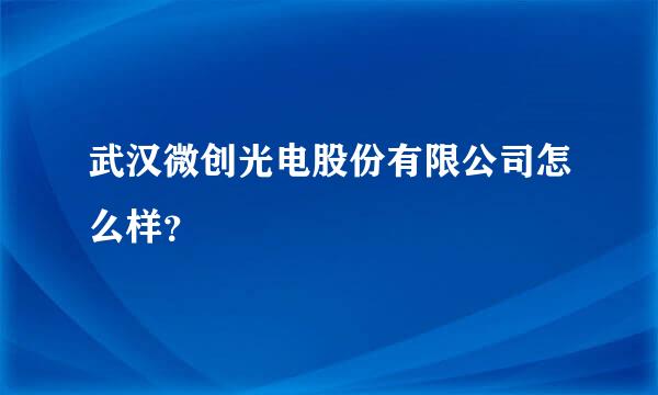 武汉微创光电股份有限公司怎么样？