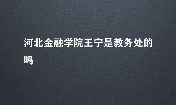 河北金融学院王宁是教务处的吗