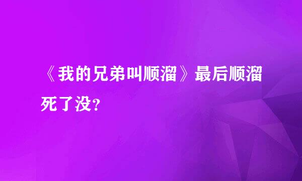 《我的兄弟叫顺溜》最后顺溜死了没？