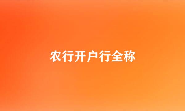 农行开户行全称