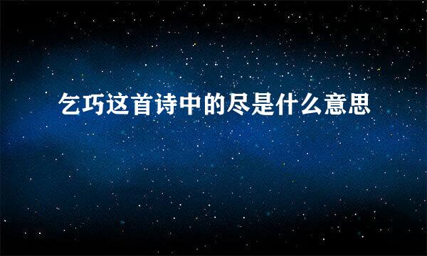 乞巧这首诗中的尽是什么意思