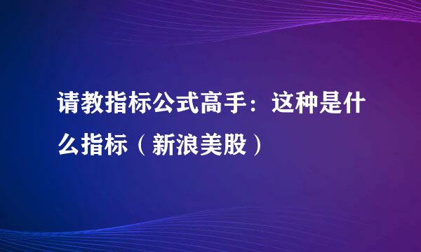 请教指标公式高手：这种是什么指标（新浪美股）