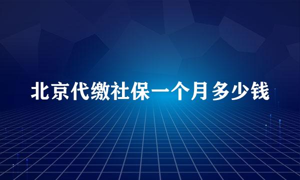 北京代缴社保一个月多少钱