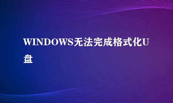 WINDOWS无法完成格式化U盘