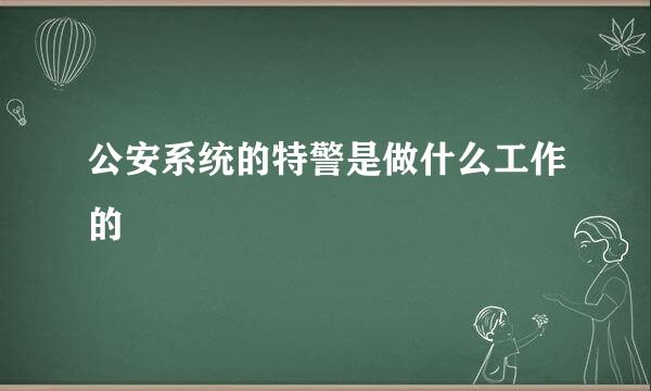 公安系统的特警是做什么工作的