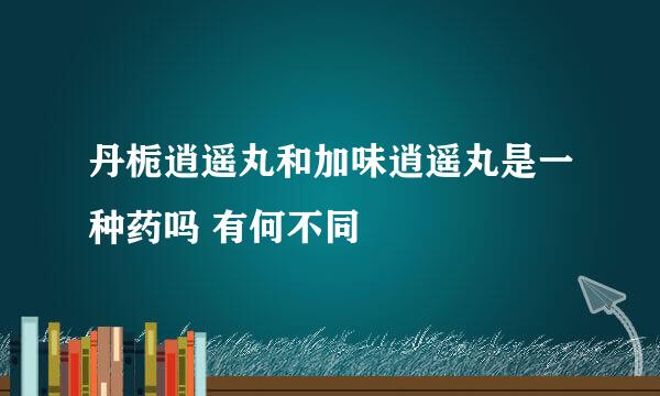 丹栀逍遥丸和加味逍遥丸是一种药吗 有何不同