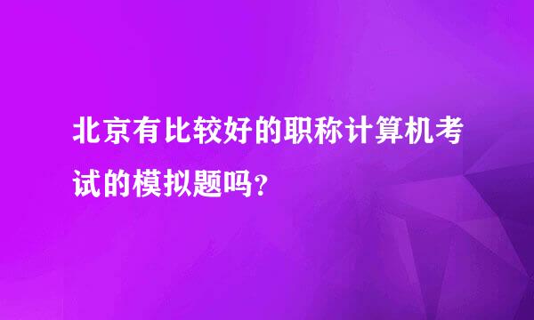 北京有比较好的职称计算机考试的模拟题吗？