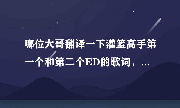 哪位大哥翻译一下灌篮高手第一个和第二个ED的歌词，不胜感激！！！