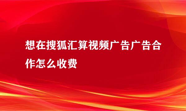 想在搜狐汇算视频广告广告合作怎么收费