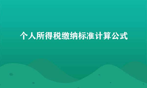 个人所得税缴纳标准计算公式