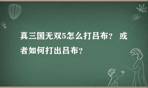 真三国无双5怎么打吕布？ 或者如何打出吕布？