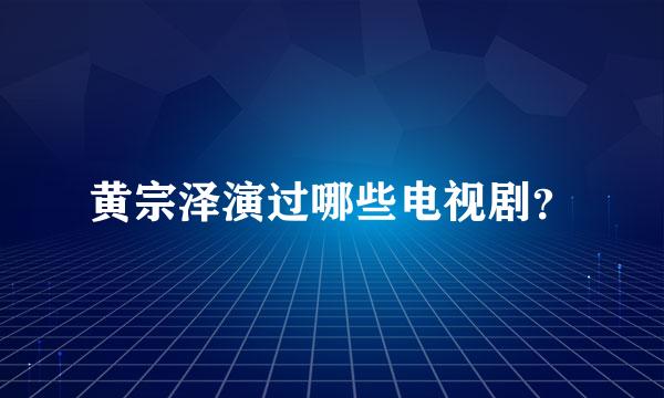 黄宗泽演过哪些电视剧？