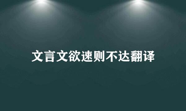 文言文欲速则不达翻译