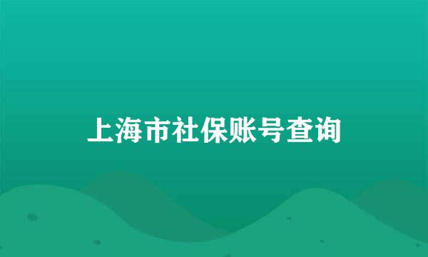 上海市社保账号查询