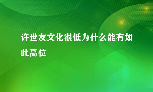 许世友文化很低为什么能有如此高位