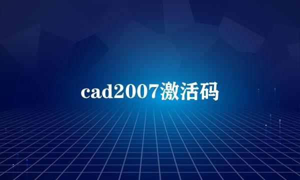 cad2007激活码