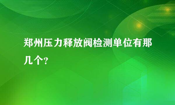 郑州压力释放阀检测单位有那几个？