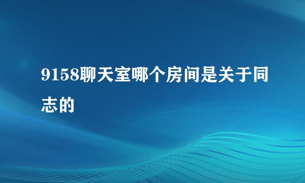 9158聊天室哪个房间是关于同志的