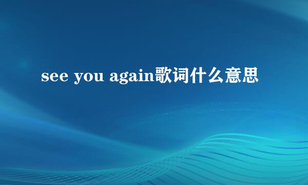 see you again歌词什么意思