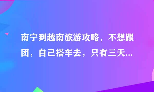 南宁到越南旅游攻略，不想跟团，自己搭车去，只有三天时间，希望各路驴友支招啊