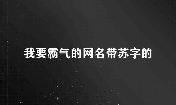 我要霸气的网名带苏字的