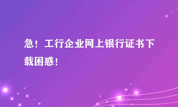 急！工行企业网上银行证书下载困惑！