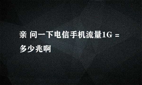 亲 问一下电信手机流量1G =多少兆啊