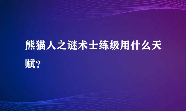 熊猫人之谜术士练级用什么天赋？